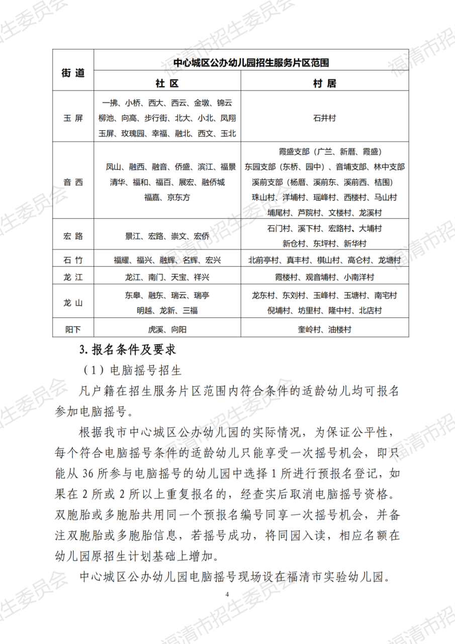 福清2023年秋季幼儿园招生方案