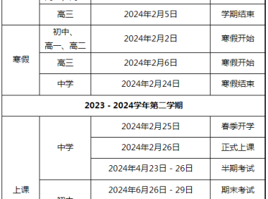 2023-2014年福清中小学开学时间